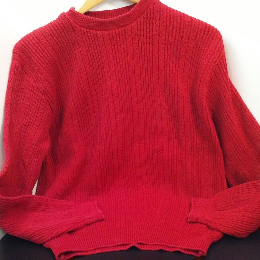 Vintage 90s Bill Blass Menswear XXL Ribbed Cable Knit Sweater Cotton Hand-framed